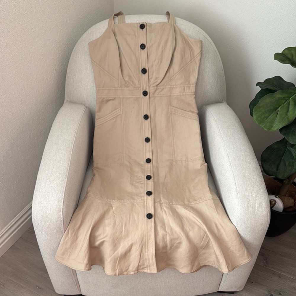 Elegant Beige Button-Down Dress